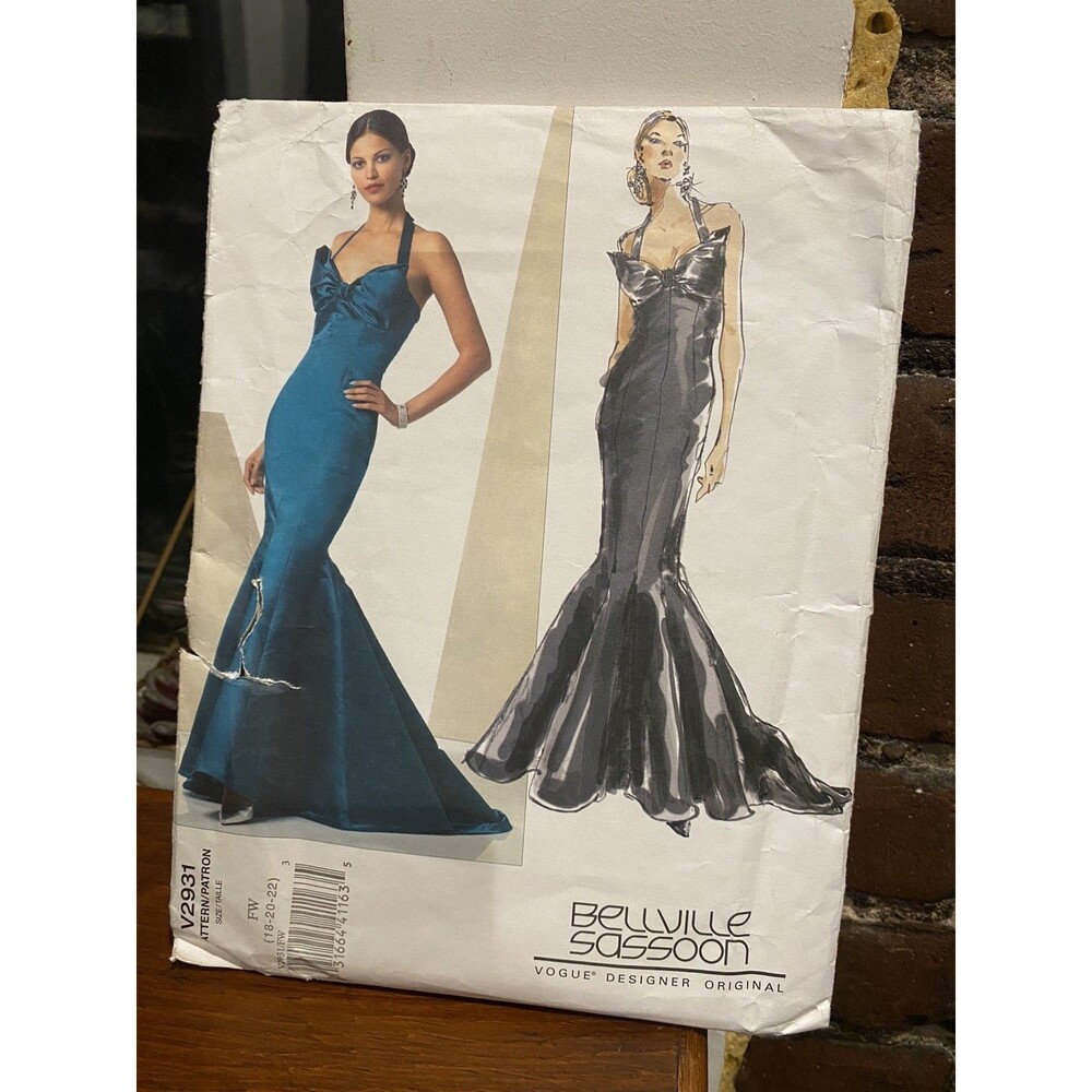 Vogue 2931 V2931, Bellville Sassoon, Formal Evening 18-20-22 Pattern - uncut
